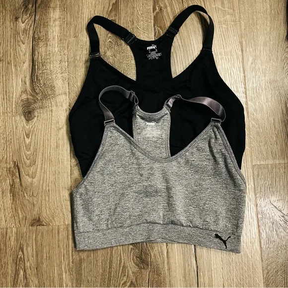 ❄️ 5/$15 PUMA Women's 2 Pack Seamless Sports Bra Black/Grey Workout Yoga Size XL - Picture 3 of 11